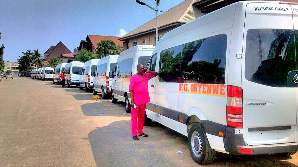 FG Onyenwe buses lined up at a terminal