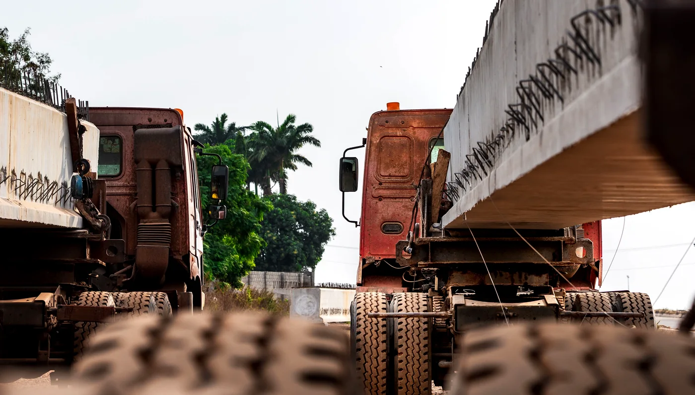 FG Onyenwe haulage trucks carrying precast concrete beams