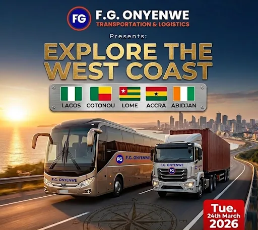 FG Transport coaster bus for West Africa travel